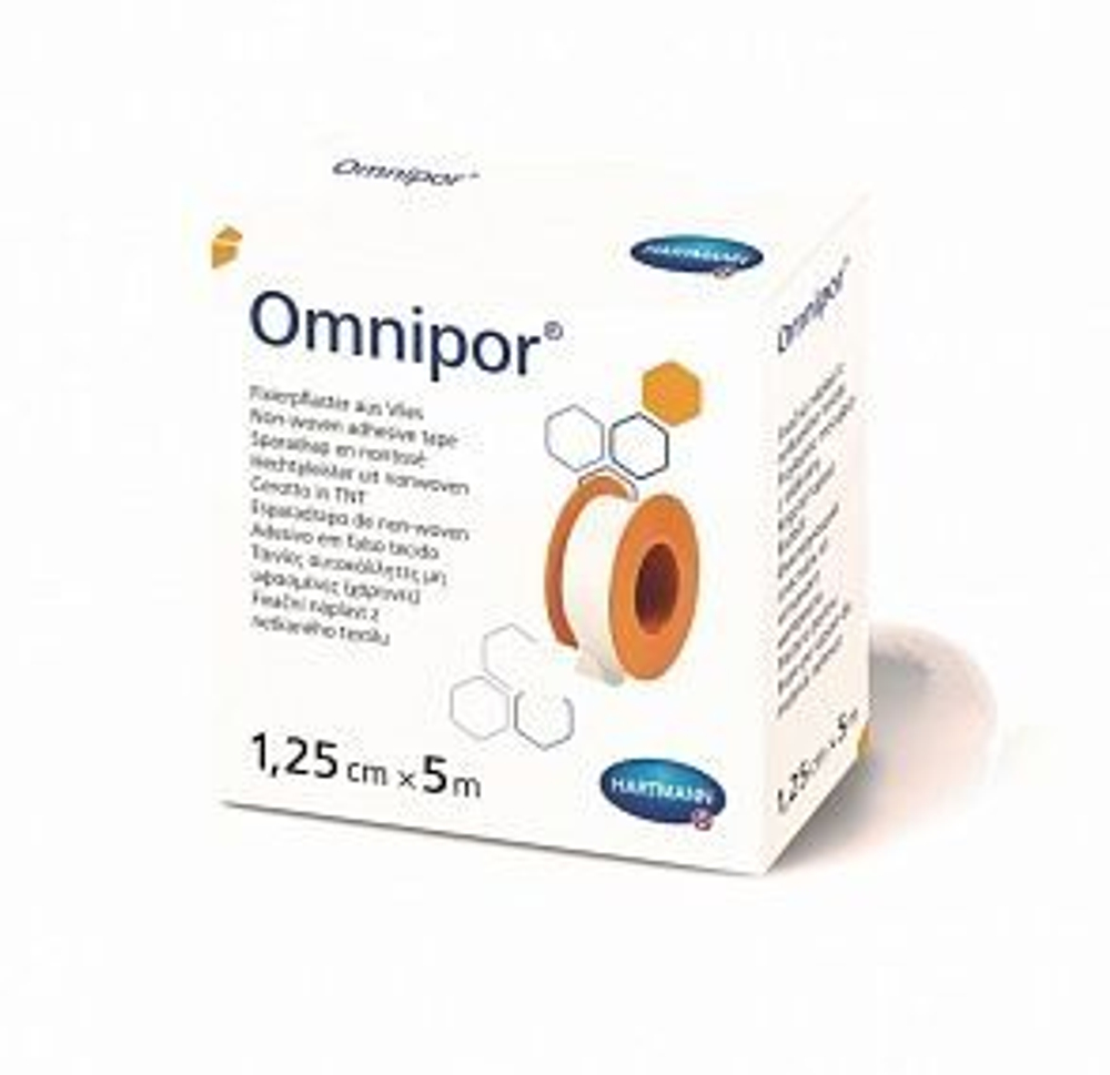 OMNIPOR - фикс.пластырь из нетканого матер. /белый/: 1,25см х 5м; 1шт.