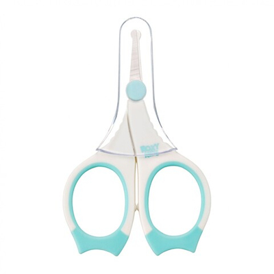 Ножницы детские маникюрные для новорожденных и малышей ROXY-KIDS с прорезиненными ручками и чехлом, цвет голубой