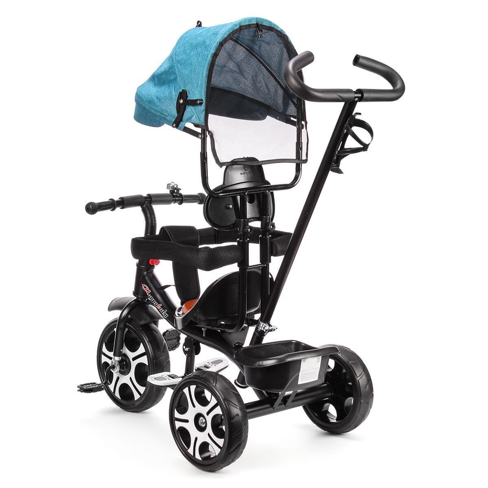 Велосипед 3-х колесный с ручкой и крышей 10*8 EVA, ассорт. (008)