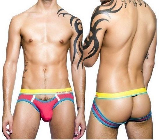 Мужские трусы джоки с вырезом розовые Andrew Christian Bright Jock  AC9564
