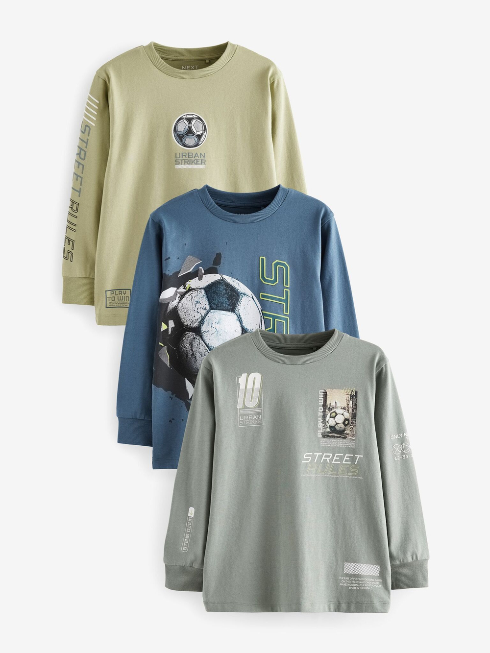 Лонгслив для мальчика Next N29-672, 3 шт., Серый, Бежевый, Синий