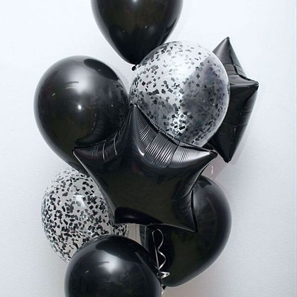 Шар (18" /46 см) Звезда, Черный 1 шт.