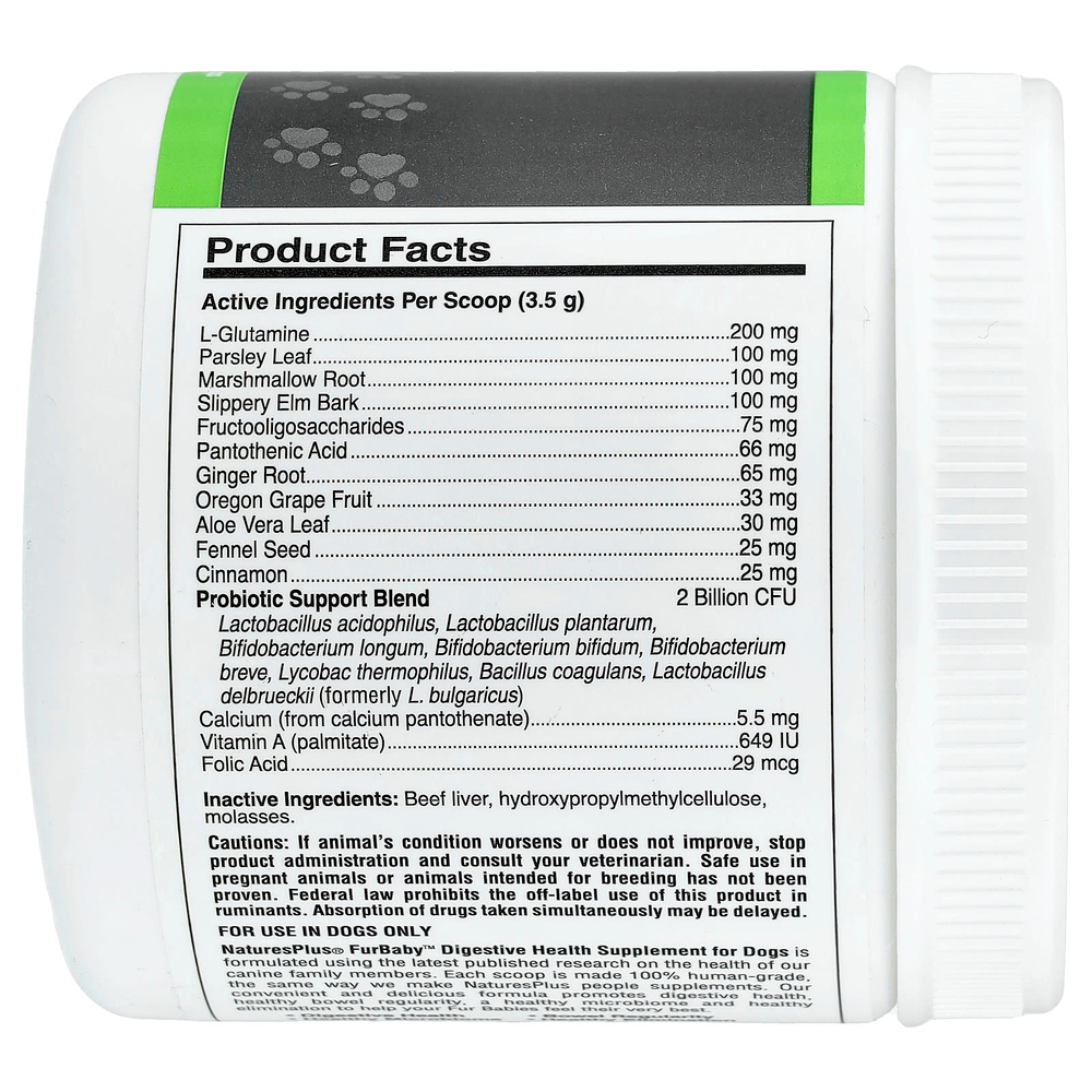 NaturesPlus, FurBaby™, добавка для поддержки пищеварения, для собак, 210 г (7,4 унции)