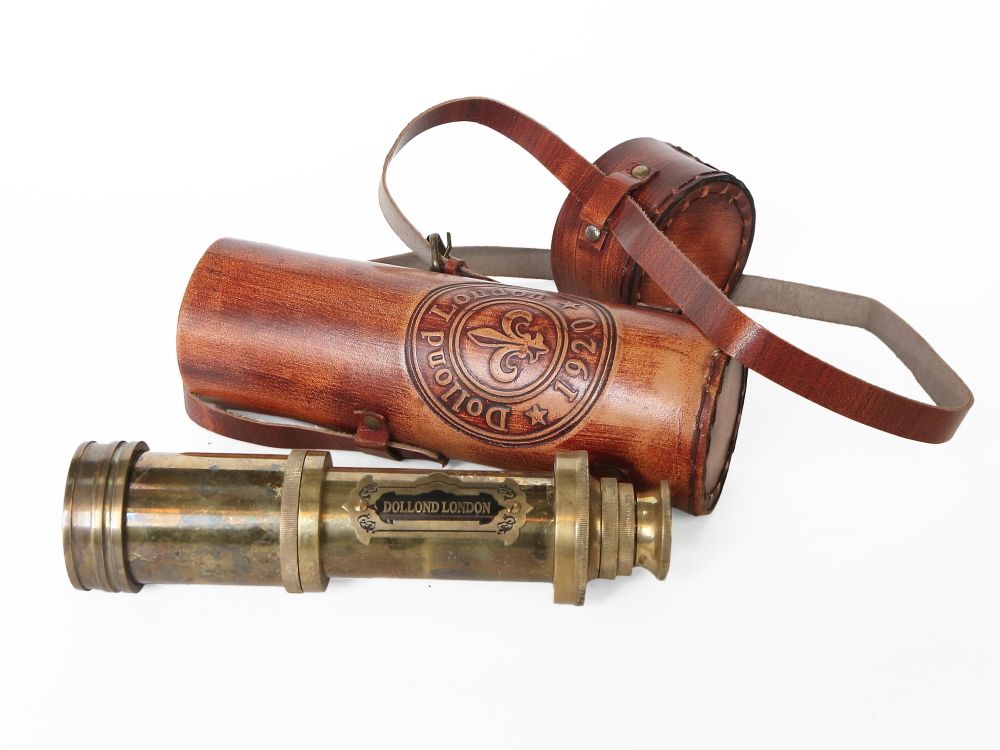 Nautical Подзорная труба в кожаном футляре