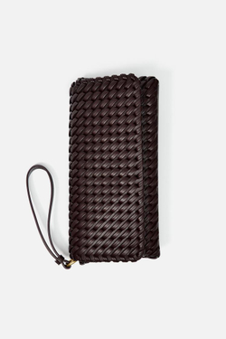 ZARA СУМКА С ПЛЕТЕНЫМ УЗОРОМ, БОРДОВО-КРАСНЫЙ