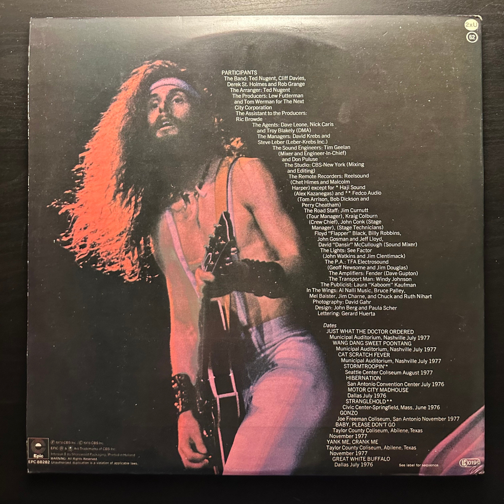 Ted Nugent ‎– Double Live Gonzo! 2LP (Голландия 1978г.)