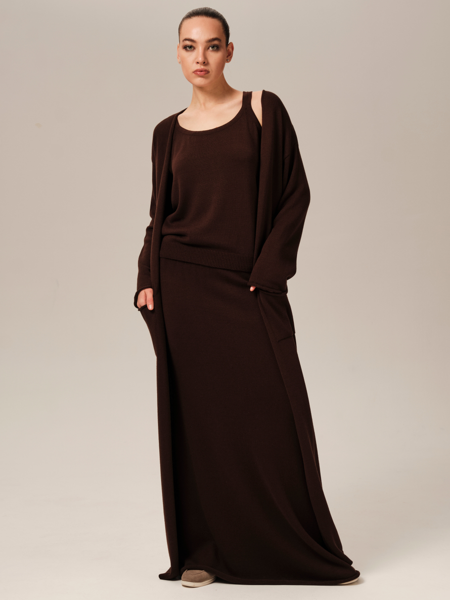C0385-03 Кардиган темно-коричневый dbr (L-XL/164)
