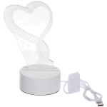 Светильник ночник «3D-HEART» на пластиковой подставке, с включателем USB