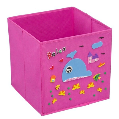 Кофр с аппликацией "Кит", Д300 Ш300 В300, розовый