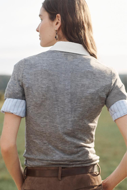 ZARA ФУТБОЛКА ИЗ 100% ШЕРСТИ, СЕРЫЙ