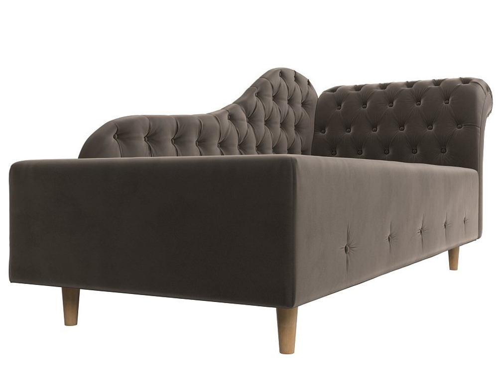 Кушетка Камерон правая, Коричневый, Велюр, 110094