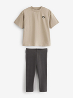 Футболка и легинсы в комплекте для мальчика Next D14-284, Бежевый, Темно-серый