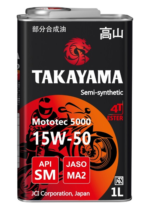 Масло Takayama 15W-50 Mototec 5000 4T API SM Jaso MA-2 металл полусинтетическое 1л / 15W50
