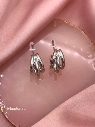 Серьги полукольца серебристые