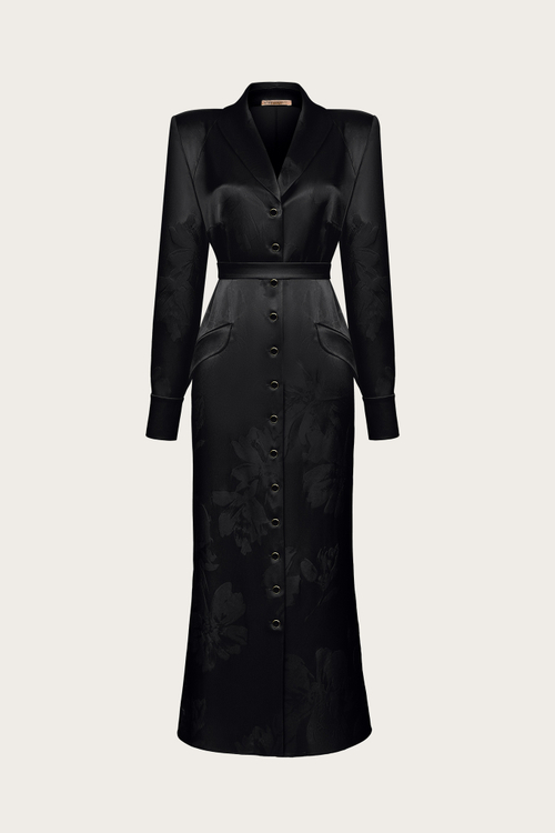 ПЛАТЬЕ-ХАЛАТ ИЗ ЧЕРНОГО ТРИАЦЕТАТА