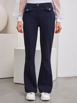 Брюки классические для девочки клёш тёмно-синие