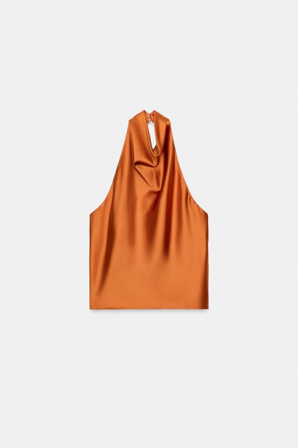 ZARA АТЛАСНЫЙ ТОП С ГОРЛОВИНОЙ ХАЛТЕР, ОРАНЖЕВЫЙ
