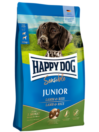 Happy Dog Junior Lamb&Rice - корм для юниоров средних и крупных пород (от 7 до 18 месяцев) с чувствительным пищеварением с ягненком и рисом