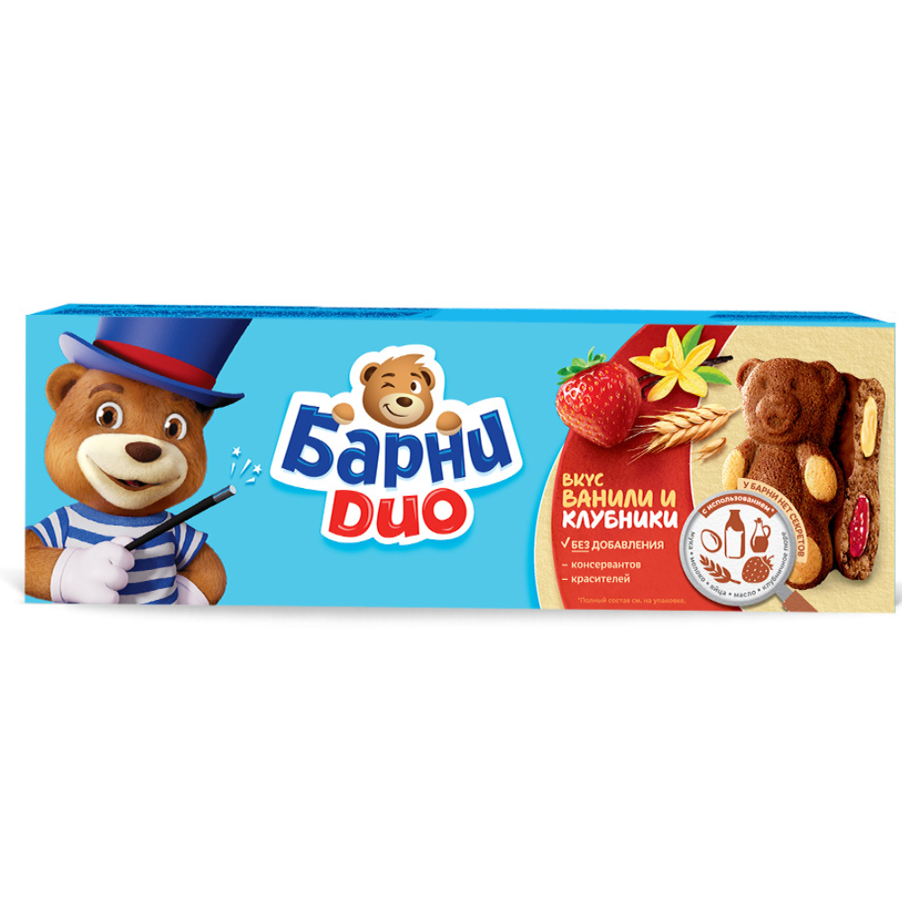 Пирожное Барни DUO клубника ваниль 150 гр