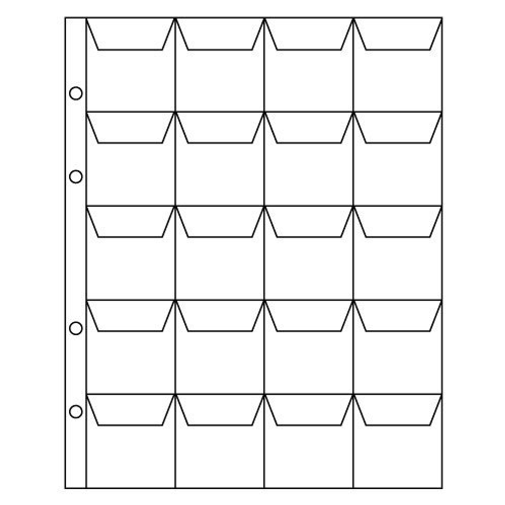 Лист для монет на 20 ячеек. 200 * 250 мм