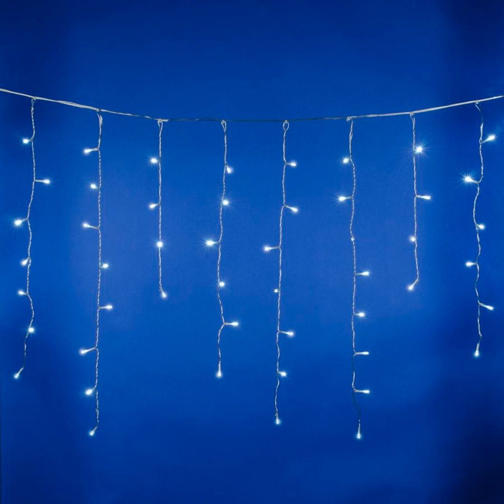 ULD-B12006-195-TTK WHITE IP44 Бахрома светодиодная с эффектом мерцания. 12м. Соединяемая. 195 светодиодов. Белый свет. Провод прозрачный. ТМ Uniel