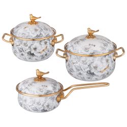 НАБОР ПОСУДЫ LEFARD СЕРИЯ ЯБЛОНЕВЫЙ САД 6ПР: КАСТРЮЛИ 2,1Л+2,8Л (16+18СМ) И КОВШ 0,9Л (14 СМ)