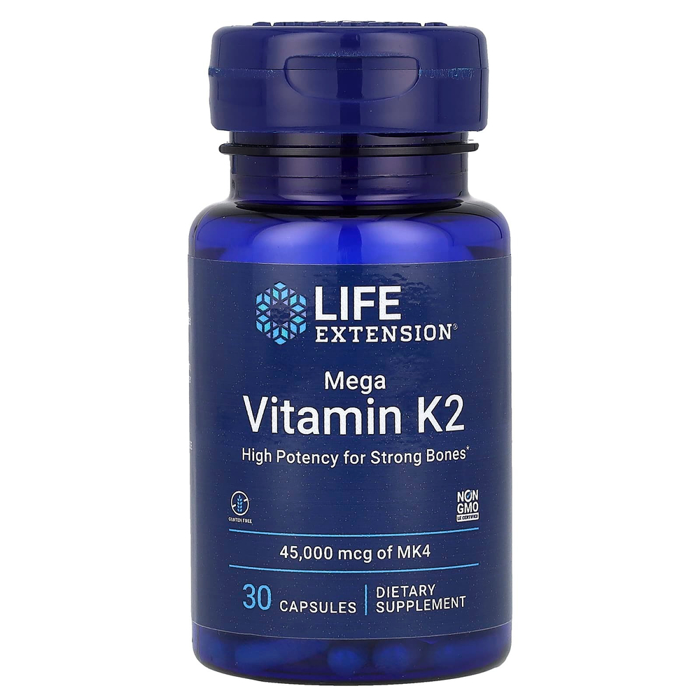 Life Extension, Мега витамин K2, 45000 мкг, 30 капсул