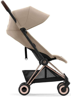 Коляска Cybex Coya Rosegold Frame Cloud G i-Size Lava Grey 2 в 1 Cozy Beige с дождевиком и бампером