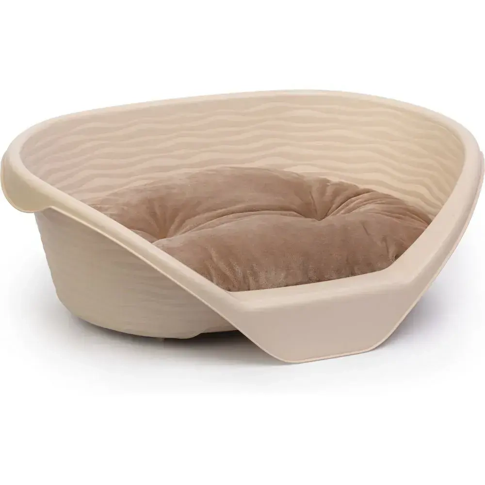 Лежак для кошек и собак пластиковый (с подушкой) (бежевый) (комплект 2 шт)