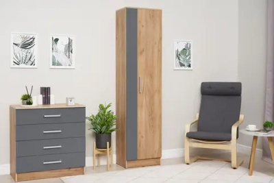 Шкаф Мартина платяной графит / дуб крафт