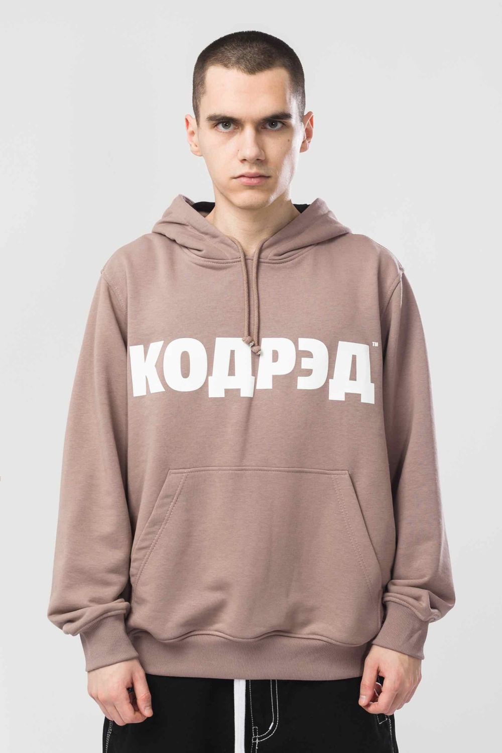 Худи Codered  Base Hoodie Wide Summer Лого ТМ Бежевый Темный/Белый принт КОДРЭД