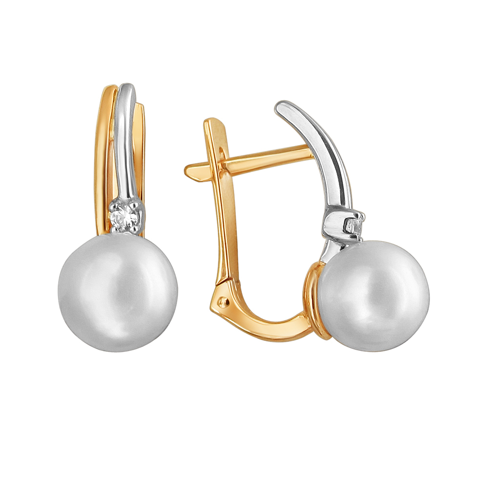 Серьги с жемчугом из красного золота 585 пробы JA-S-111860-1