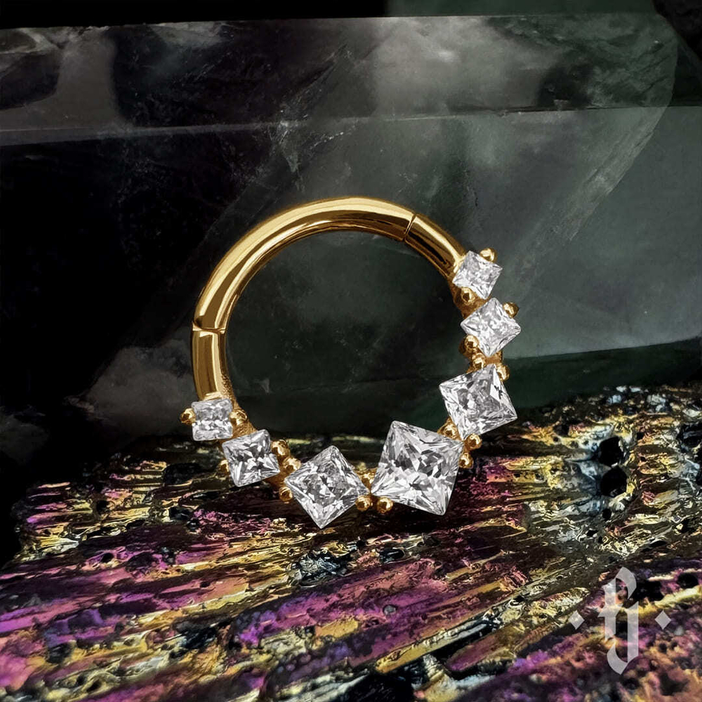 Кликер "Magic" - Желтое золото - White CZ