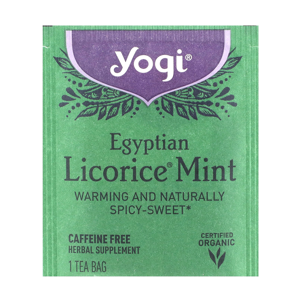 Yogi Tea, Egyptian Licorice®, с мятой, без кофеина, 16 чайных пакетиков, 32 г (1,12 унции)