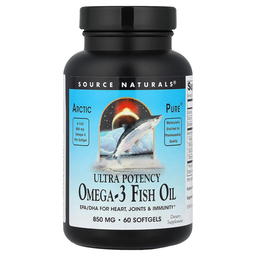 Source Naturals, Arctic Pure®, омега-3 рыбий жир, повышенная эффективность, 850 мг, 60 капсул