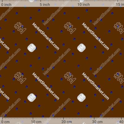 Милые мелкие синие цветочки на коричневом. Наивный цветочный принт by Bychkova Evgeniia 330 DPI