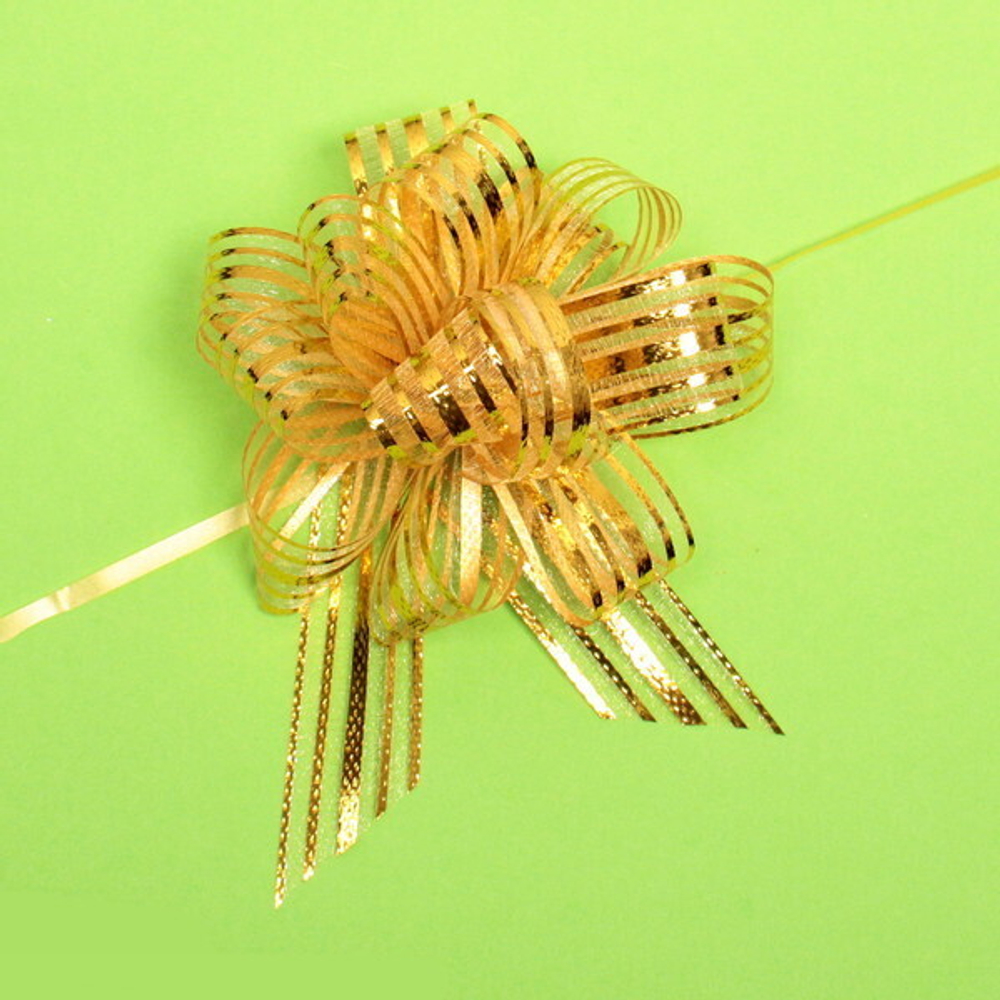 Бант для оформления подарка «Сияние» 3 см, d=10 см, Золото