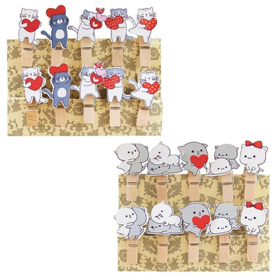 Декоративные прищепки «Влюбленные котики», 3,5 см, 10 шт