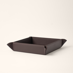 Мелочница из плетеной кожи темно-коричневый