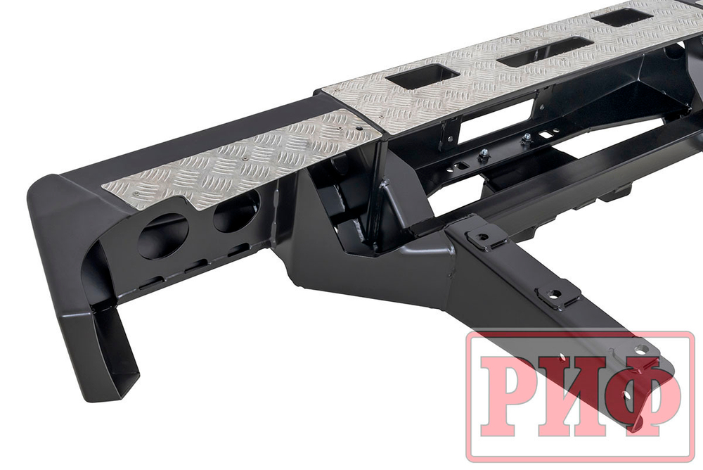 Бампер силовой задний для ГАЗ Соболь с площ. под лебёдку, квадратом под фаркоп и фонарями стандарт РИФ