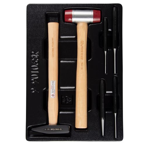 KING TONY (9-90106SR02) Набор выколоток и керн с молотками, ложемент, 6 предметов