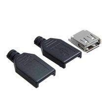 Разъем (гнездо) USB 2.0 тип А (разборный) под пайку на кабель