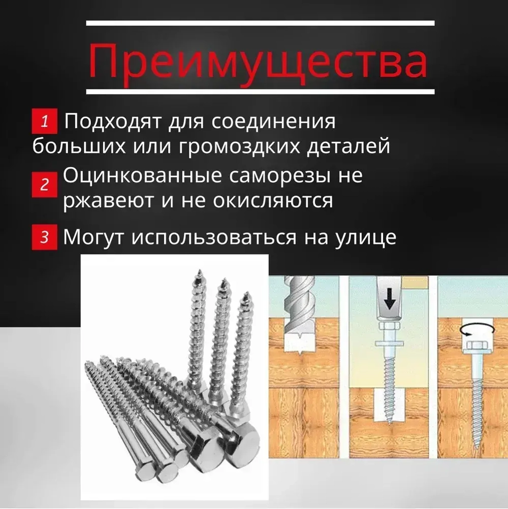 Шуруп глухарь по дереву 10х80 комплект 25 шт