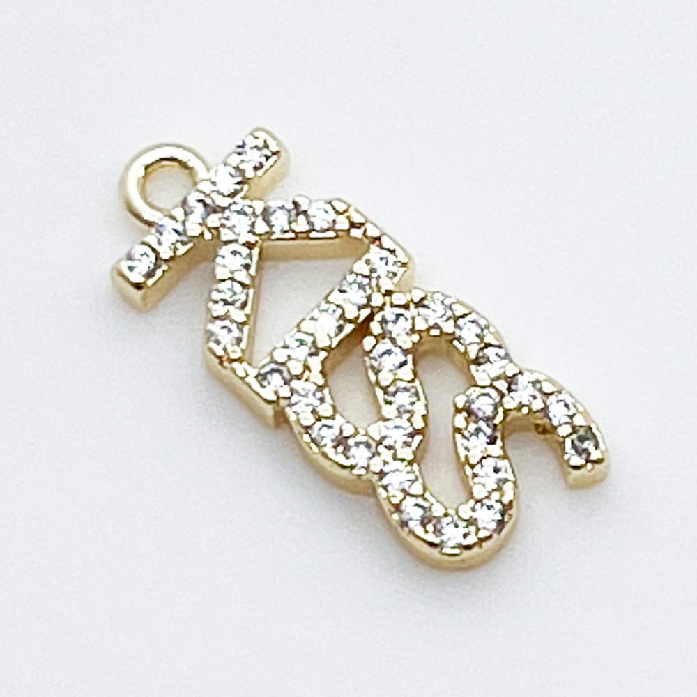 Подвеска Kiss, цвет золото, размер 18*7 мм, цена за 1 шт