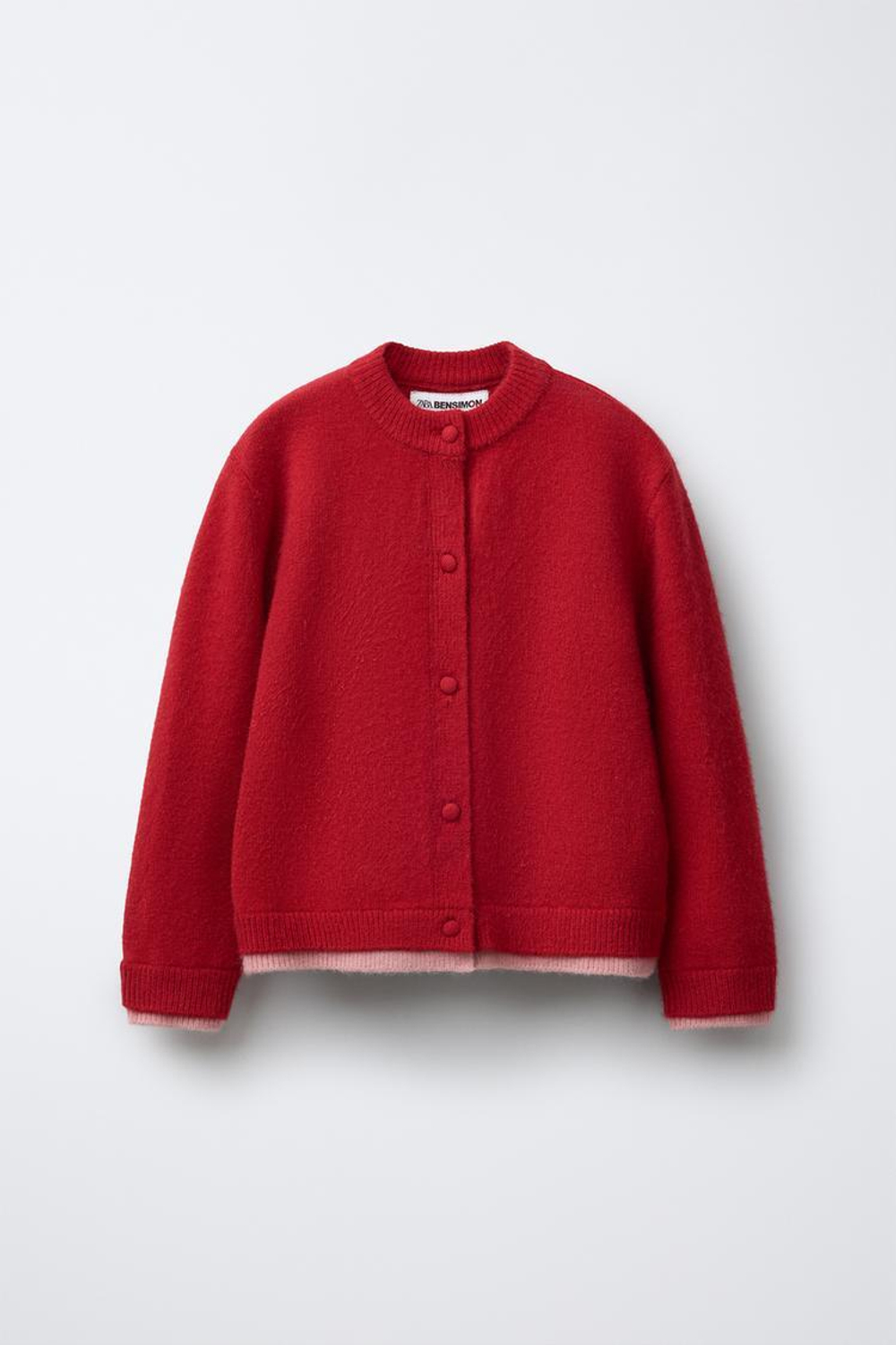 ZARA Х BENSIMON ® ТРИКОТАЖНЫЙ КАРДИГАН, КРАСНЫЙ