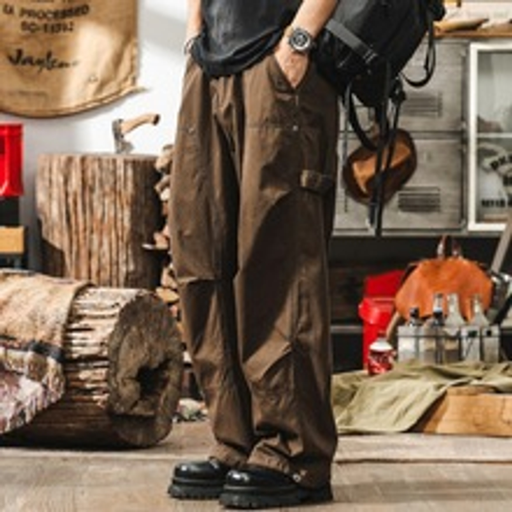 Мужские брюки рабочая одежда Maillard в стиле ретро,летние модные свободные широкие брюки, дышащие прямые повседневные брюки, мужские длинные брюки