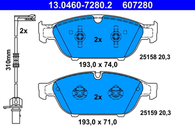 ATE - 13046072802-ATE - Brake Pad Set, disc brake
