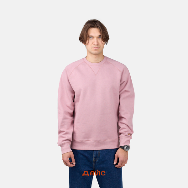 Толстовка мужская Carhartt WIP Chase Sweatshirt артикул:I033660_glassy_pink - купить в магазине Дайс