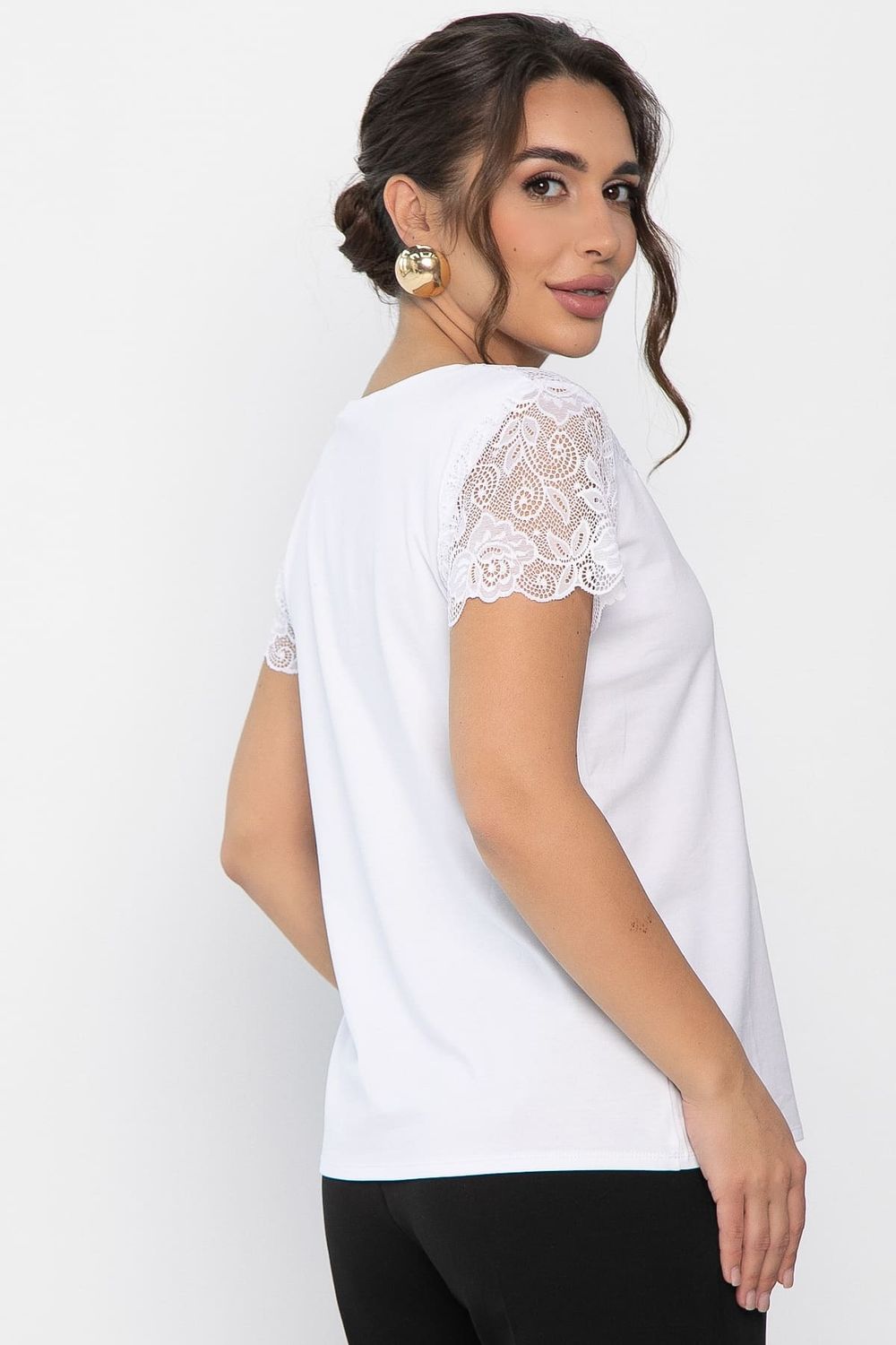 Блуза с кружевом Инь-Янь (белая) Б14256-18М LT Collection