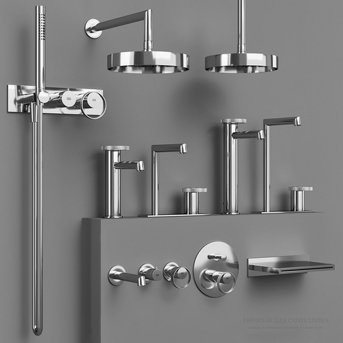 Смеситель для ванны/душа Gessi Anello, настенный, с ручным душем и держателем, встраиваемый, цвет Finox Brushed Nickel